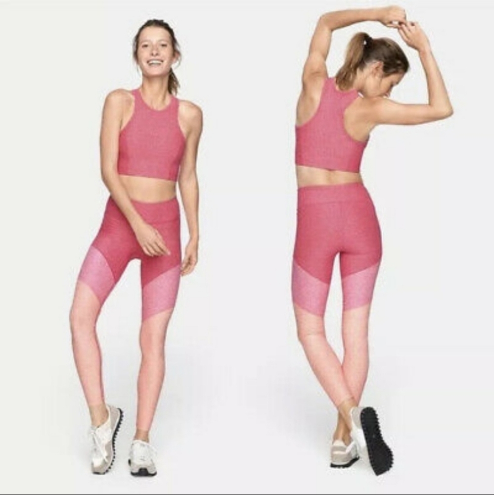 Outdoor Voices Tech Colorblock Leggings Springs Flamingo Roseclay Pink Size XL